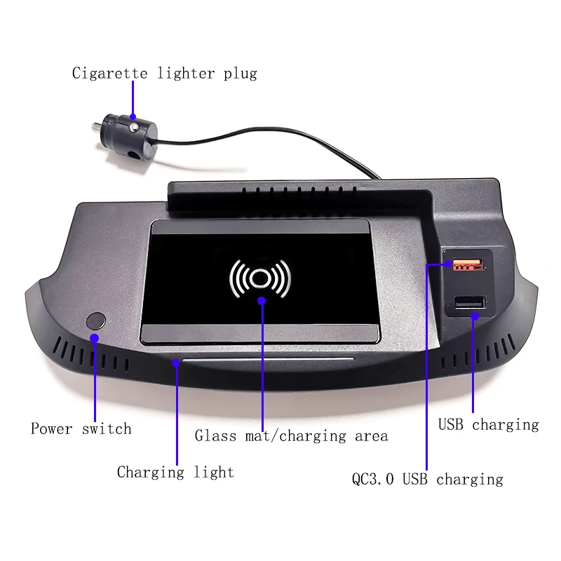 Автомобильное беспроводное зарядное устройство для Ford Mustang GT 2015-2020 15 Вт быстрое