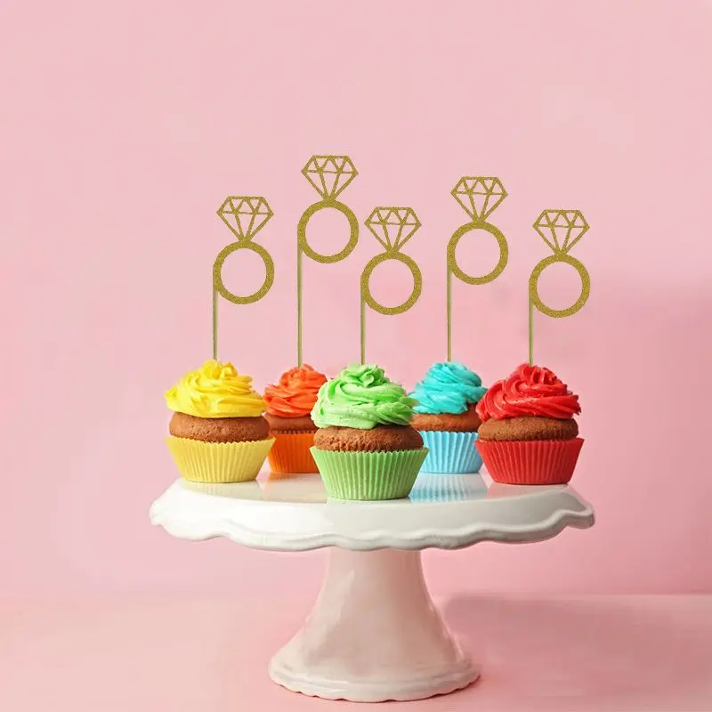 10 дюймов бриллиантовое кольцо топперы для кексов палочки свадьбы дня рождения