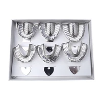 6pcsset dental impression trays stainless steel upper and lower autoclavable teeth tray teeth holder lab equipment dentist tool