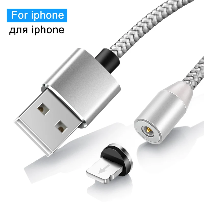 Silver for iPhone Магнитный кабель зарядный usb-кабель магнитный кабель Elough для зарядного устройства iPhone кабель Micro USB type C - Цвет: Silver for iPhone