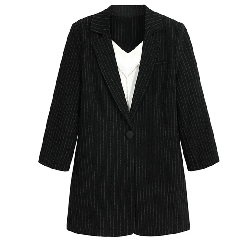 Ladies Blazer Basic Models Linen Long Suit Spring Autumn Thin Coat Fashion A buckle Large Size Outwear Work Wear A1098 | Женская одежда