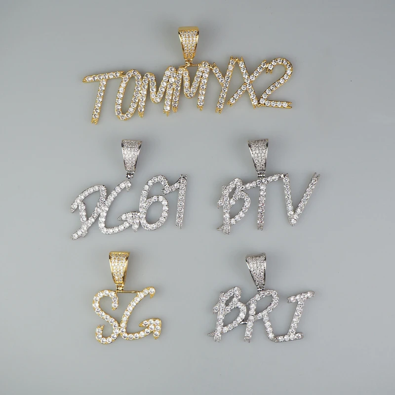 Кулон с именем на заказ ожерелье цирконом для позолоченной пластины 18 карат
