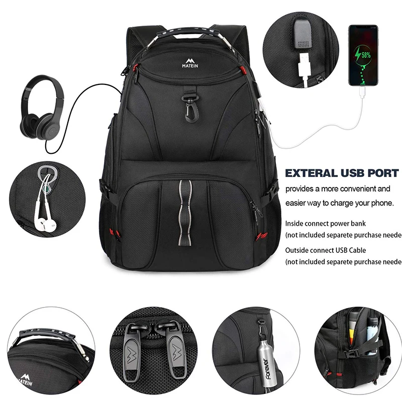 Мужская Дорожная сумка Matein водонепроницаемая для ноутбука 18 дюймов с usb портом