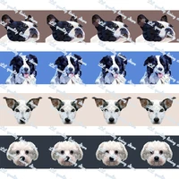 wl 78%e2%80%9d 22mm cute dog avatar grosgrain ribbon gift wrapping hair bow diy party decoration craft supplies animal collar