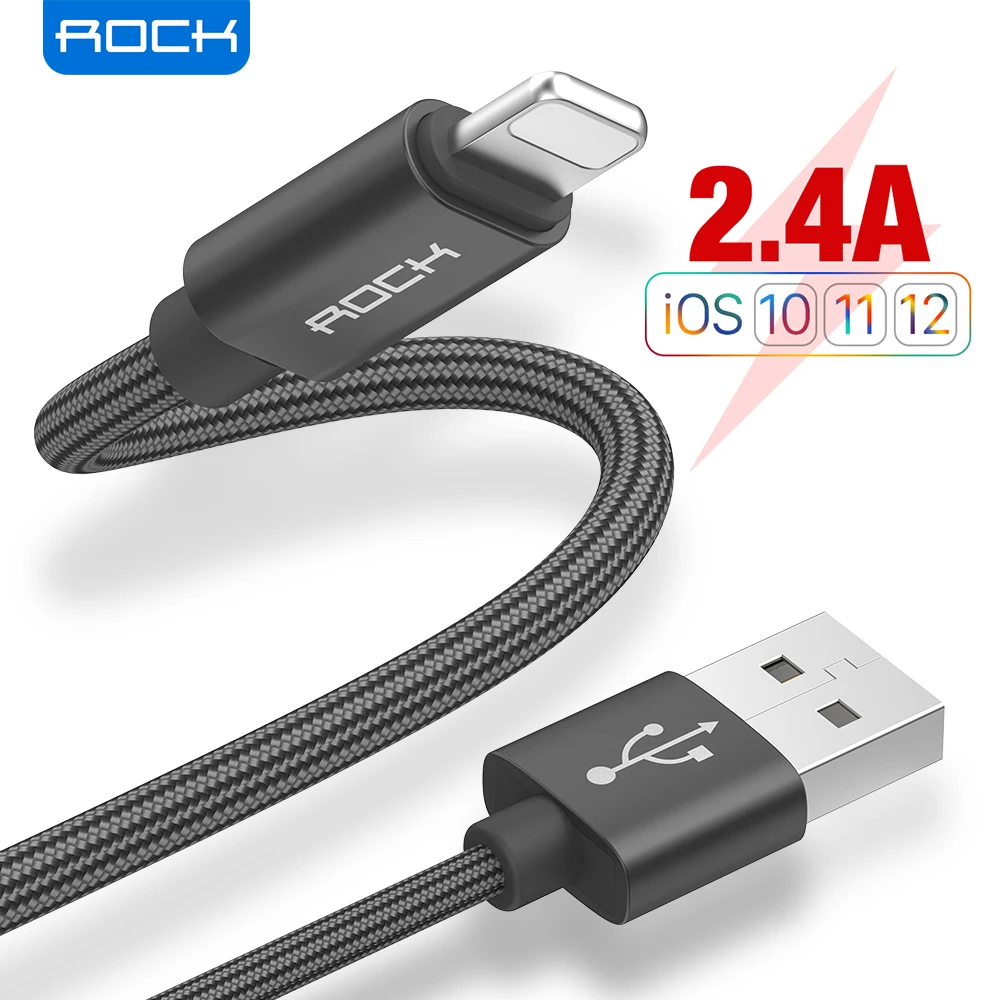 

ROCK USB Cable for iPhone SE 11 Xs Max X 8 7 6 6S Plus 5 5S Fast Charging Lightning Cable Sync Data Cord Mobile Phone Wire