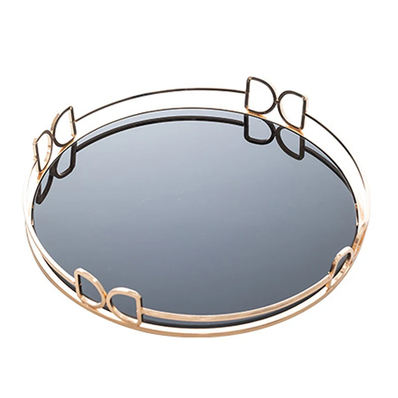 

Gold Mirror Tray, Glass Cosmetic Jewelry Organizer Tray Decorative Tray for Storage Perfume,Trinket