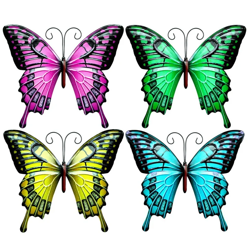 

4Pcs Butterfly Insect Wrought Iron Sculptures Pendant Wall Hanging Butterfly Statue Indoor Outdoor Home Garden Decor