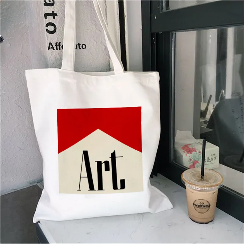

Women Canvas shopping Bag Art Letter Graphic Reusable Female Shoulder Tote Harajuku travel Bag Fashion Ladies Tote Shopper Bag