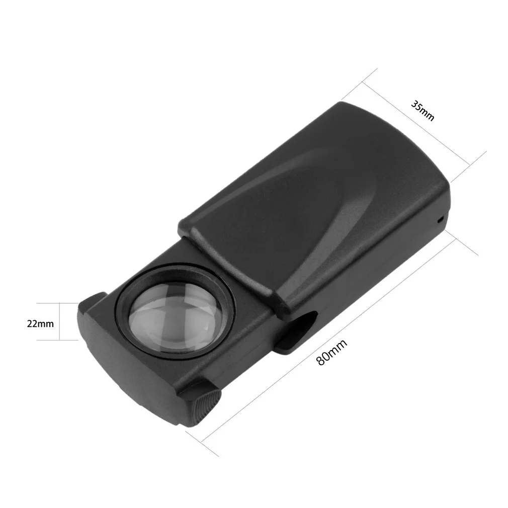 

1pc Mini Pocket 30x21mm Black Microscope LED fold eye Jewelry Loupe Pull Type Jewelry Magnifier with LED Light Jewelry Loupe