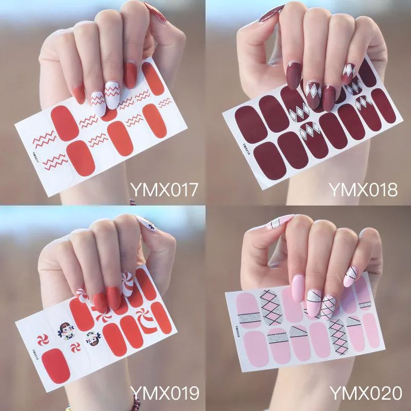 1 Sheet 14Tips Nail Wraps Glitter Gradient Color Adhesive Art Sticker Waterproof Vinyls Decal Decorations | Красота и здоровье