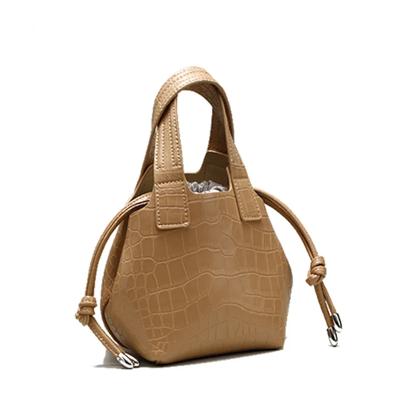 

Retro Crocodile Pattern Bucket Bags Women Hand Bags Casual Shoulder Messenger Ladies Leather Crossbody Tote Purse Drawstring