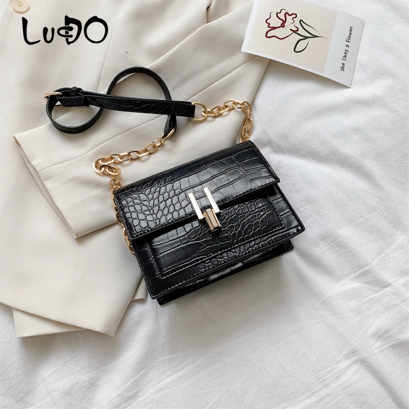

LUCDO New Crocodile Pattern Quality Leather Crossbody Bags For Women 2020 Summer Fashion Female Travel Chain Shoulder Handbags