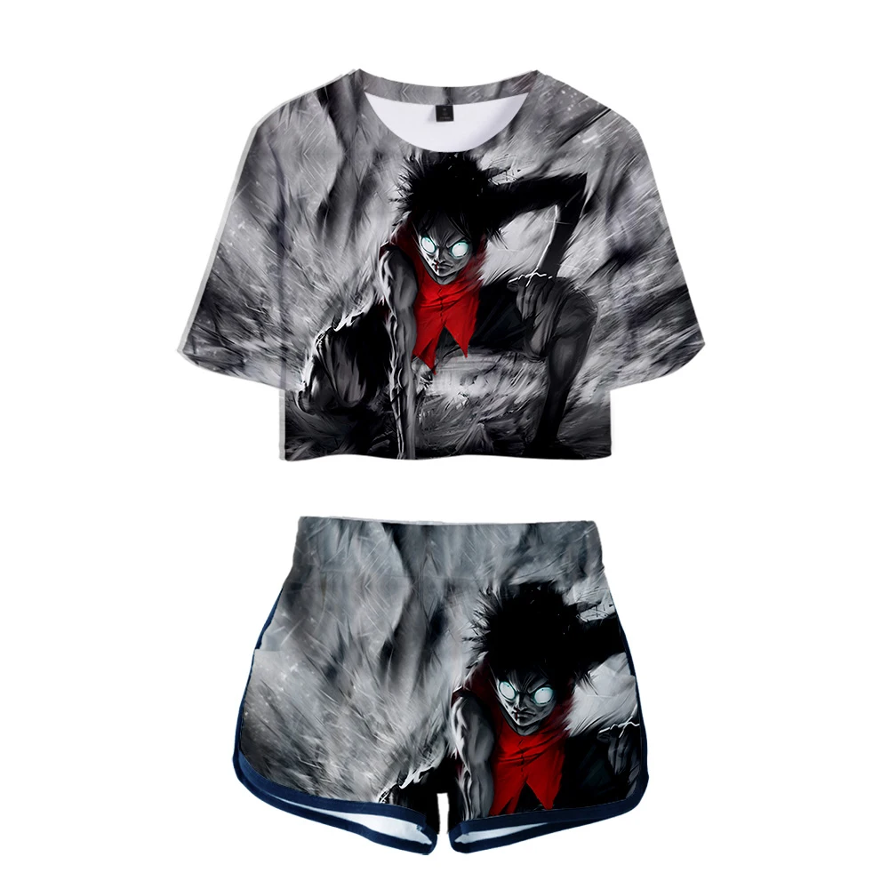 New One Piece two Set Summer Sexy Cotton Printed T shirt Album Woman Suit Shorts Crop Fashion Tops+Shorts Pants Custom | Женская одежда