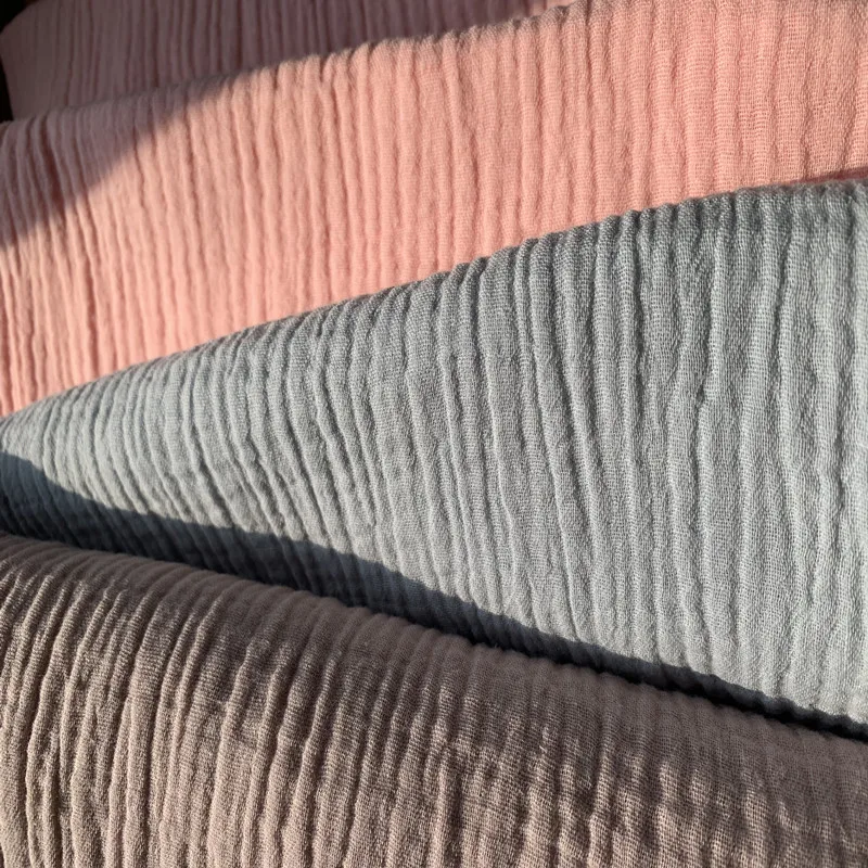 Натуральная хлопковая двойная марлевая ткань Crinkle ткань 135 см ширина 125 gsm для детской одежды постельные принадлежности ткань 100 метров CD03B