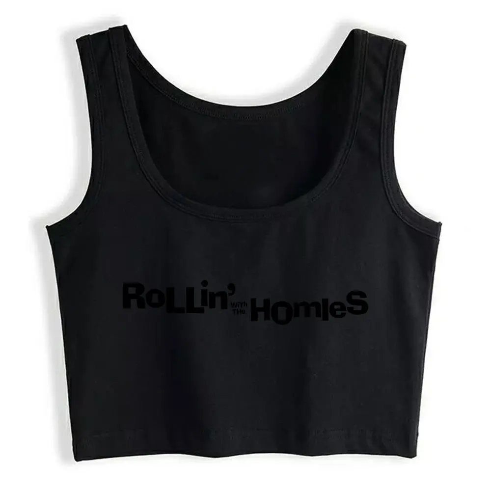 

Boho Crop Top Rollin' With The Homies Design Inscriptions Print Womens Tops blusas mujer de moda 2021 verano Gym Tank Top Women