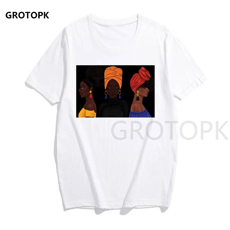 Melanin Poppin женская футболка с принтом, короткий рукав, уличная одежда, летняя женская одежда, Harajuku, топ, графическая футболка, белая футболка - Цвет: 524027