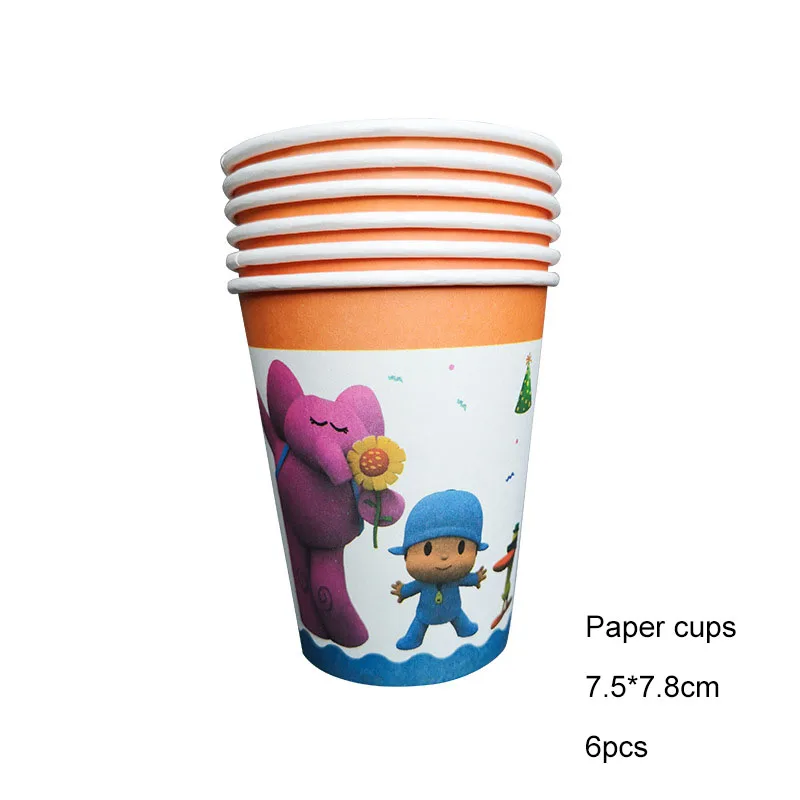 cup-6pcs POCOYO вечерние Детские тематическая вечеринка на день рождения декоративные бумажные чашки блюдо флаг Скатерть вечерние принадлежности украшения - Цвет: cup-6pcs