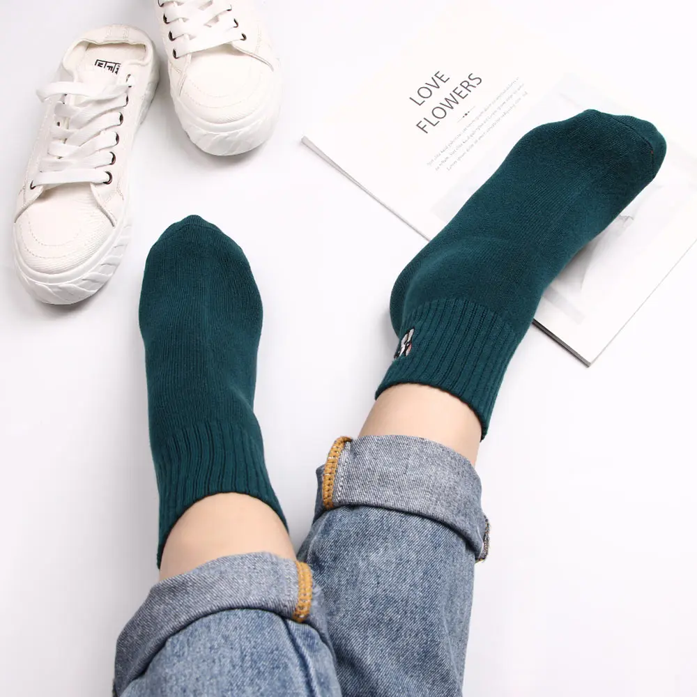 Женские хлопковые носки женские с вышивкой собаки из мультфильма теплые