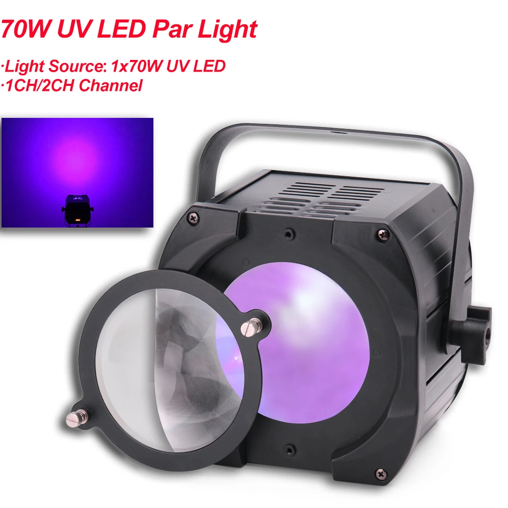 

With Two Lenses LED Flat Par 1x70W Violet Color Lighting UV With DMX512 For Disco DJ Projector Machine Party Stage Decoration