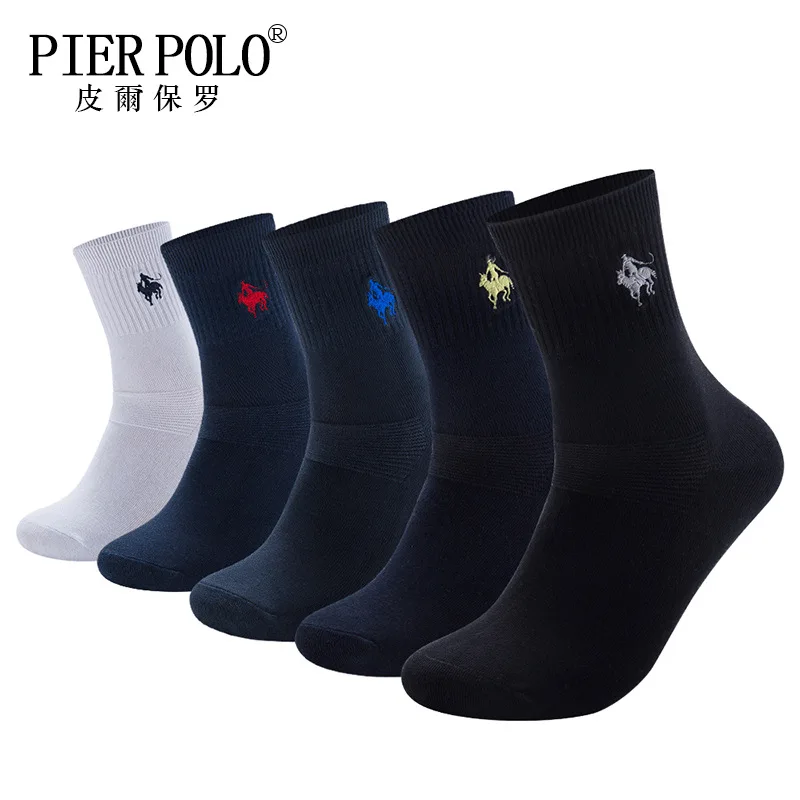5 пар/лот Высококачественная брендовая одежда Pier Polo модные Повседневное хлопковые носки Бизнес вышивка Для мужчин носки от производителя;