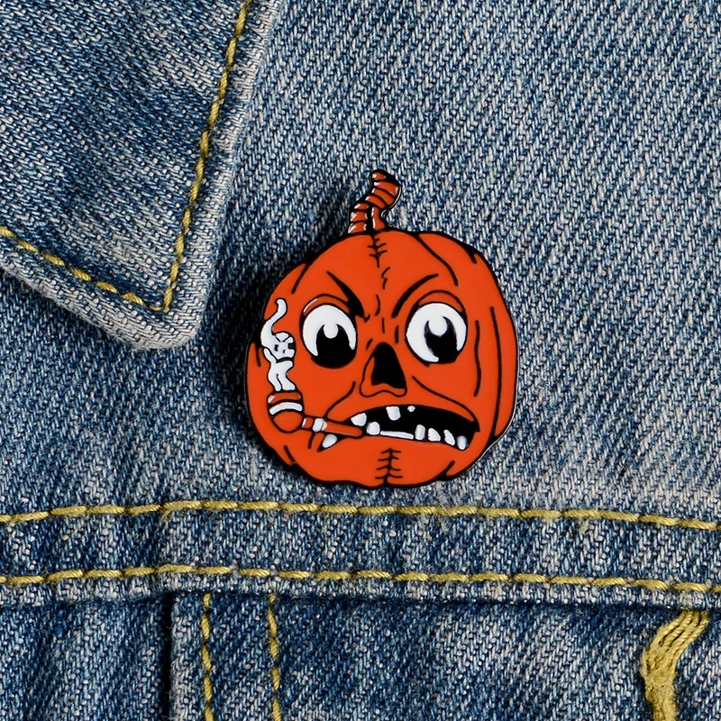 

Anger Pumpkin Color Halloween Enamel Pin Mr Pipe Brooches Backpack Clothes Lapel Pin Badge Jewelry Gift for Friends Wholesale