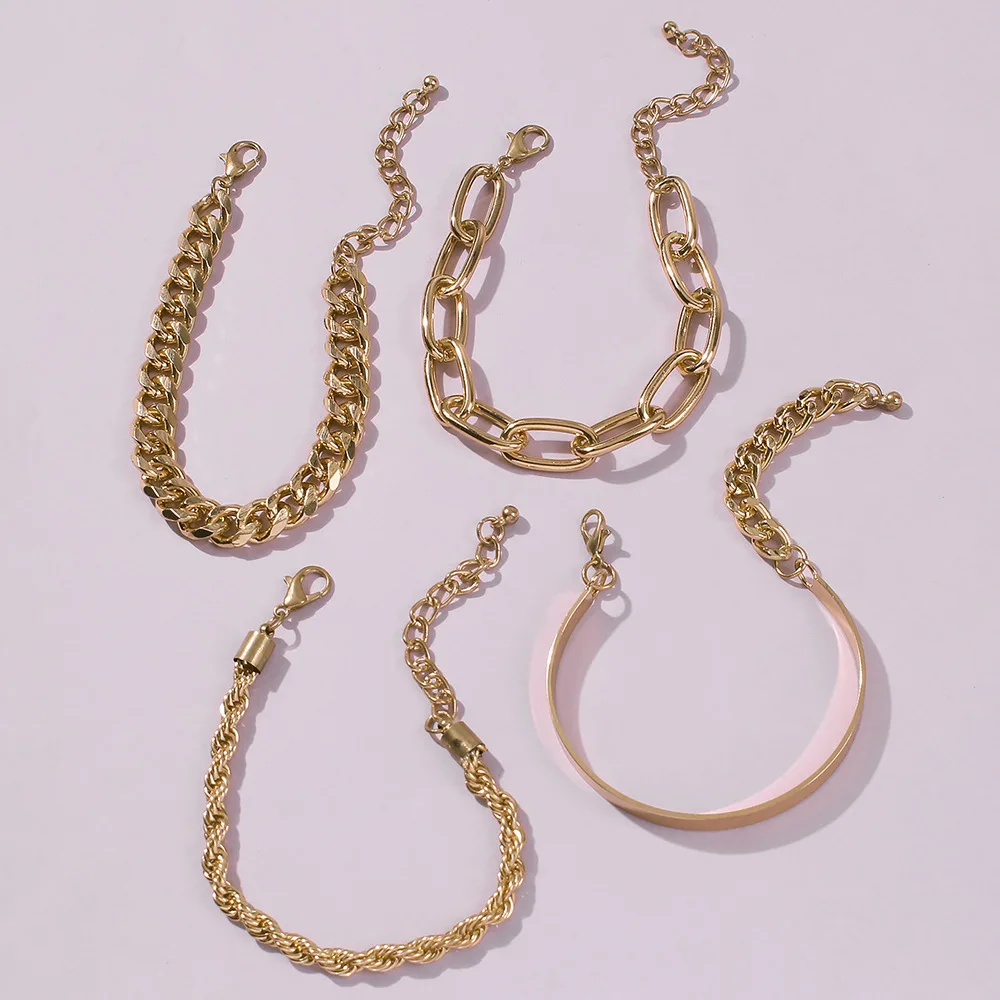 

4PC/Set Fashion Bohemian Geometric Bracelet New 2021 Women's Alloy Charm Bracelets Boho Jewelry Wholesale