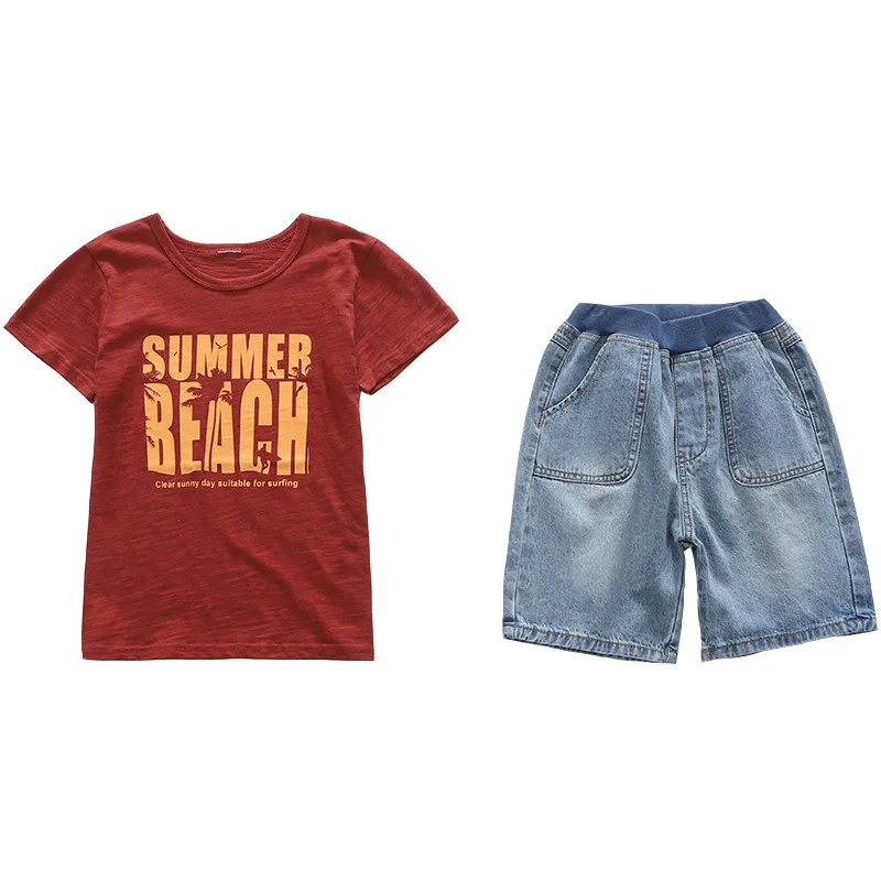 

2020 New summer boys clothes sport suit set fashion casual short sleeve O-neck children's clothing set 2 pieces T-Shirt + jeans