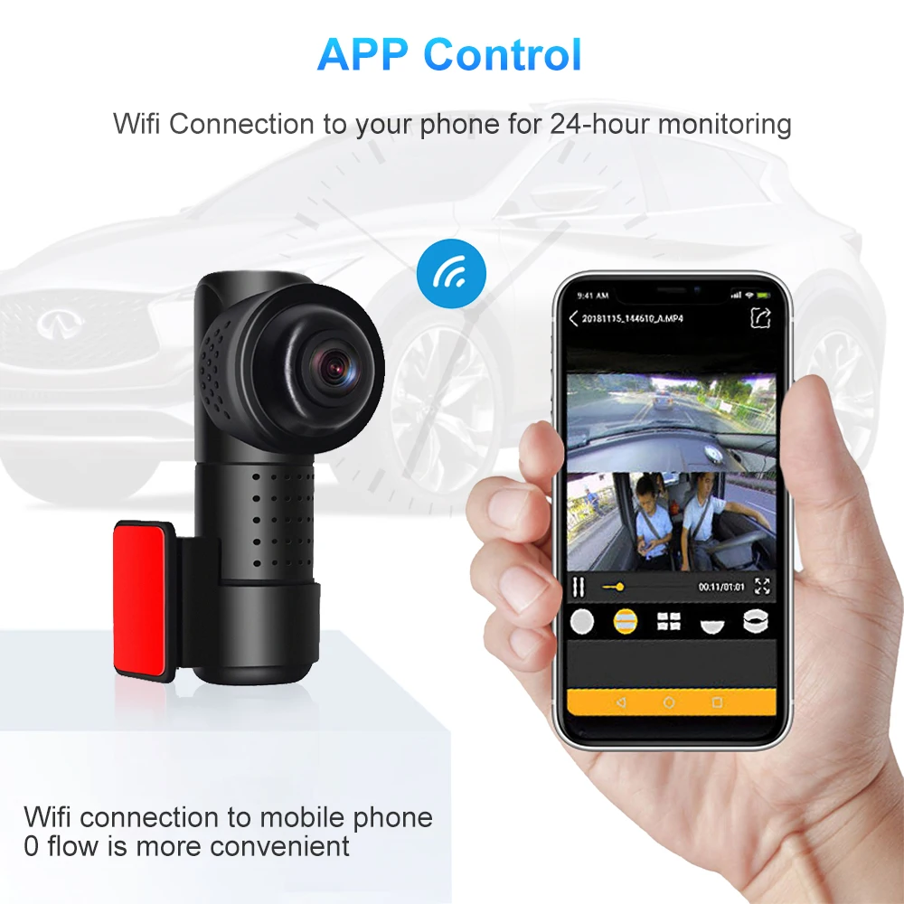 구매 콜 카도트 무선 와이파이 듀얼 카메라 4K 뷰 자동차 알람 대시 캠 DVR 자동차 블랙 박스, 드롭 배송