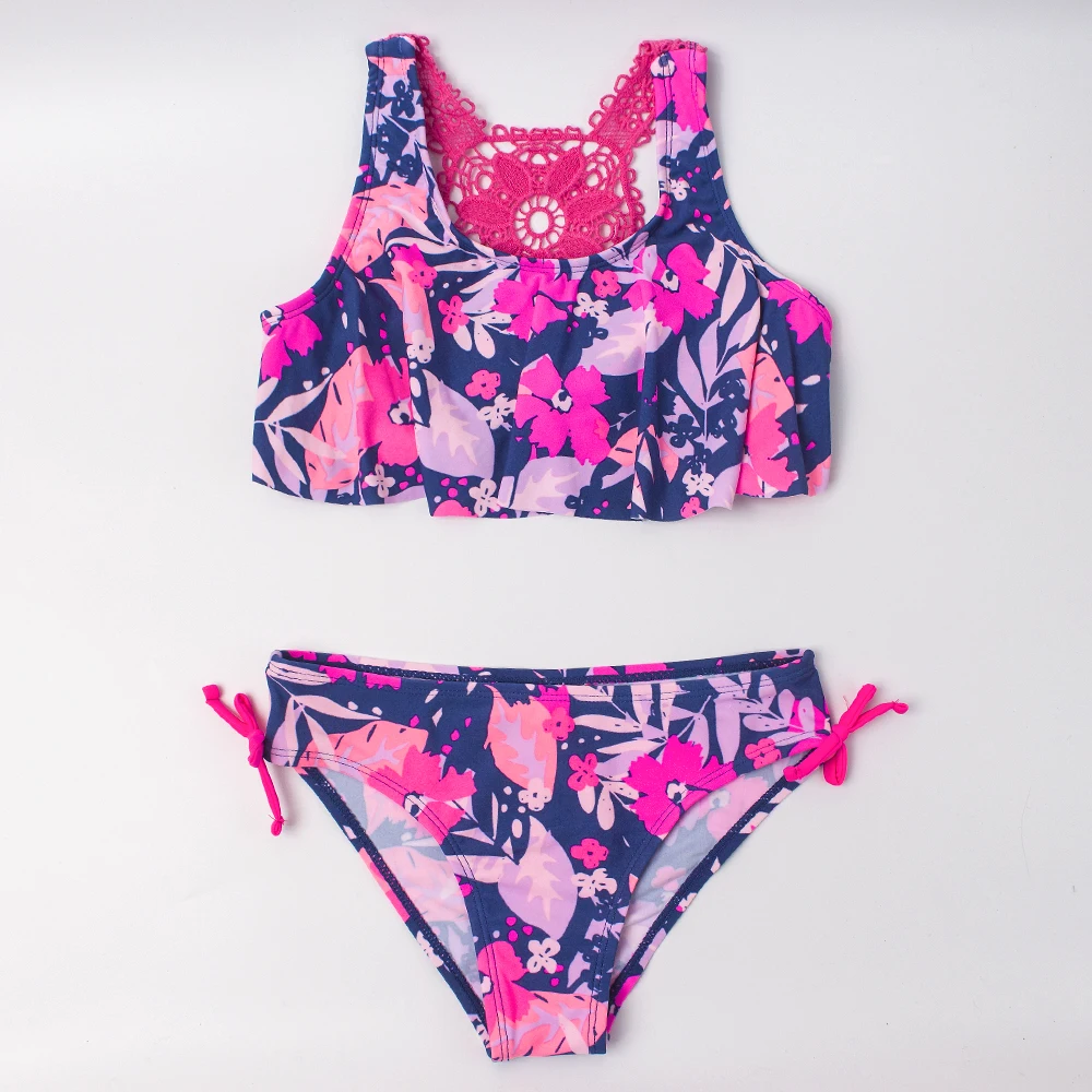 Богемный стиль Детские бикини с принтом для девочек модель 2023 года Летнее