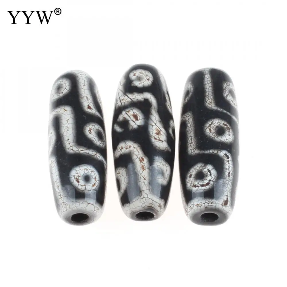 Prayer Mala Black Tibetan Mystical Agata Dzi 9 Eyes Beads Natural Onyx Column Cylinder 11x11x30mm | Украшения и аксессуары