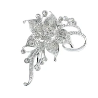 elegant jewelry alloy rhinestones inlaid flower brooch female metal flower pin drop shipping