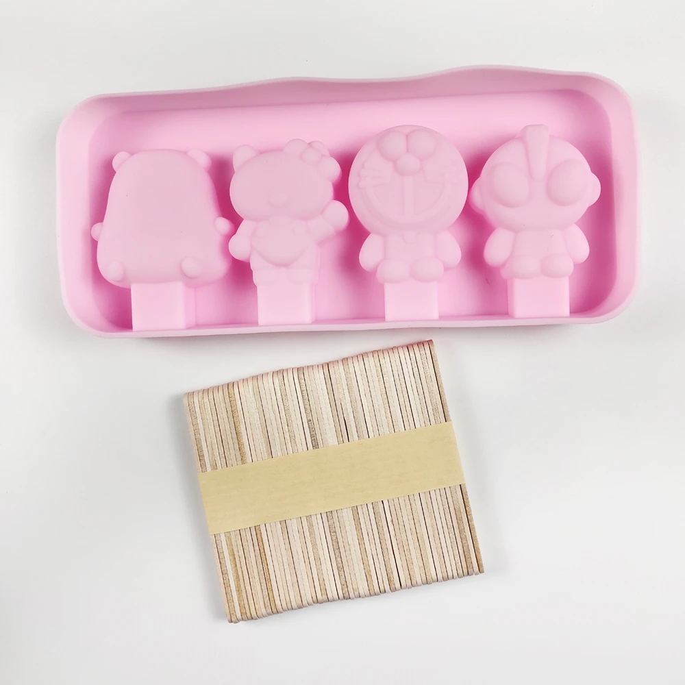 4 сетки животных силиконовые формы мороженого эскимо DIY домашний десерт