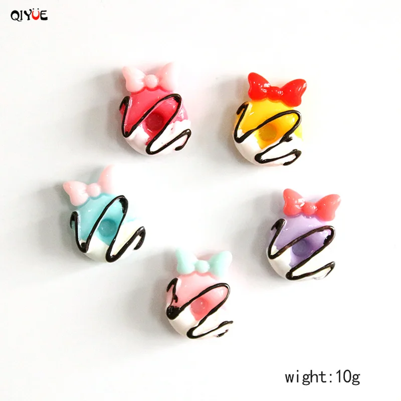 Qiyue Cute cartoon Mini Donut bow Resin Refrigerator Stickers Whiteboard Notes Home Decoration Accessories souvenir | Дом и сад