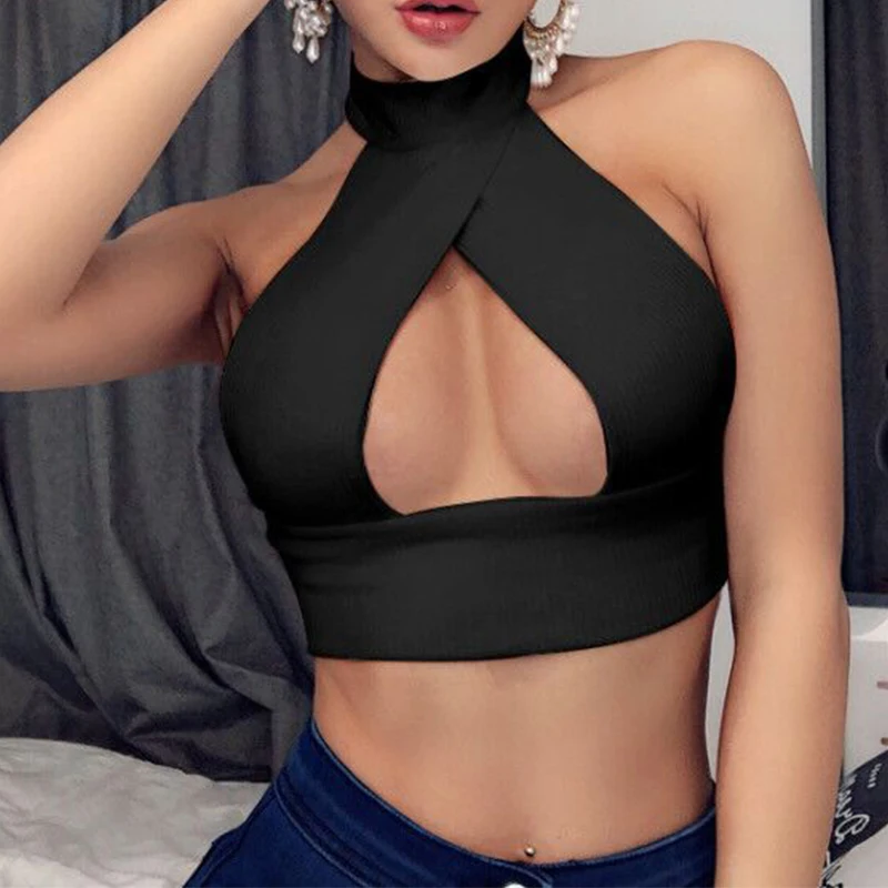 

Женский укороченный топ на бретельках с перекрестными лямками спереди, с вырезом на шее, без рукавов, с открытой спиной, бандажный жилет, лет...