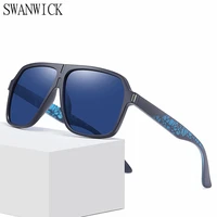 swanwick big square sunglasses for men polarized sun glasses male uv400 summer fashion driving blue black gifts best seller