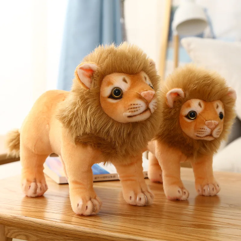 

Golden Adorable Lion Toy Plush Stuffed Sitting Lions Little Zoo Animal Cute Cartoon Plushie Children Appeasing Gift Ornaments