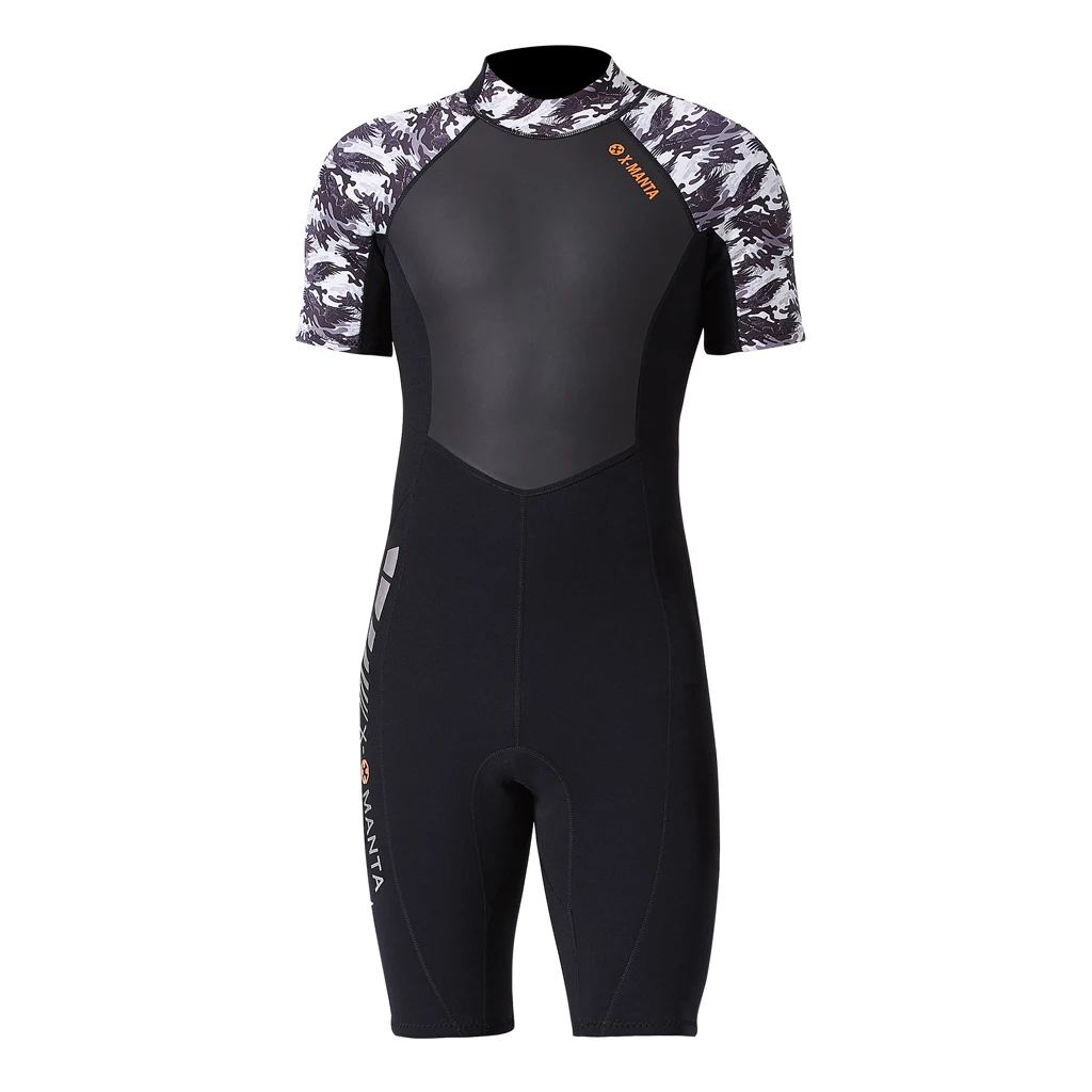 

1.5MM Neoprene Men Wetsuit Black Full Body Short Sleeve Diving Surfing Swimwear with Back Zip