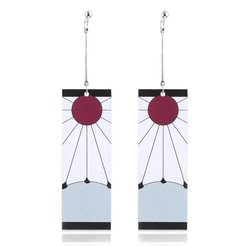 

Fashion Acrylic Tanjiro Long Earrings Cosplay Props Anime Demon Slayer Earrings Japan Hanafuda Drop Earrings for Women Jewelry