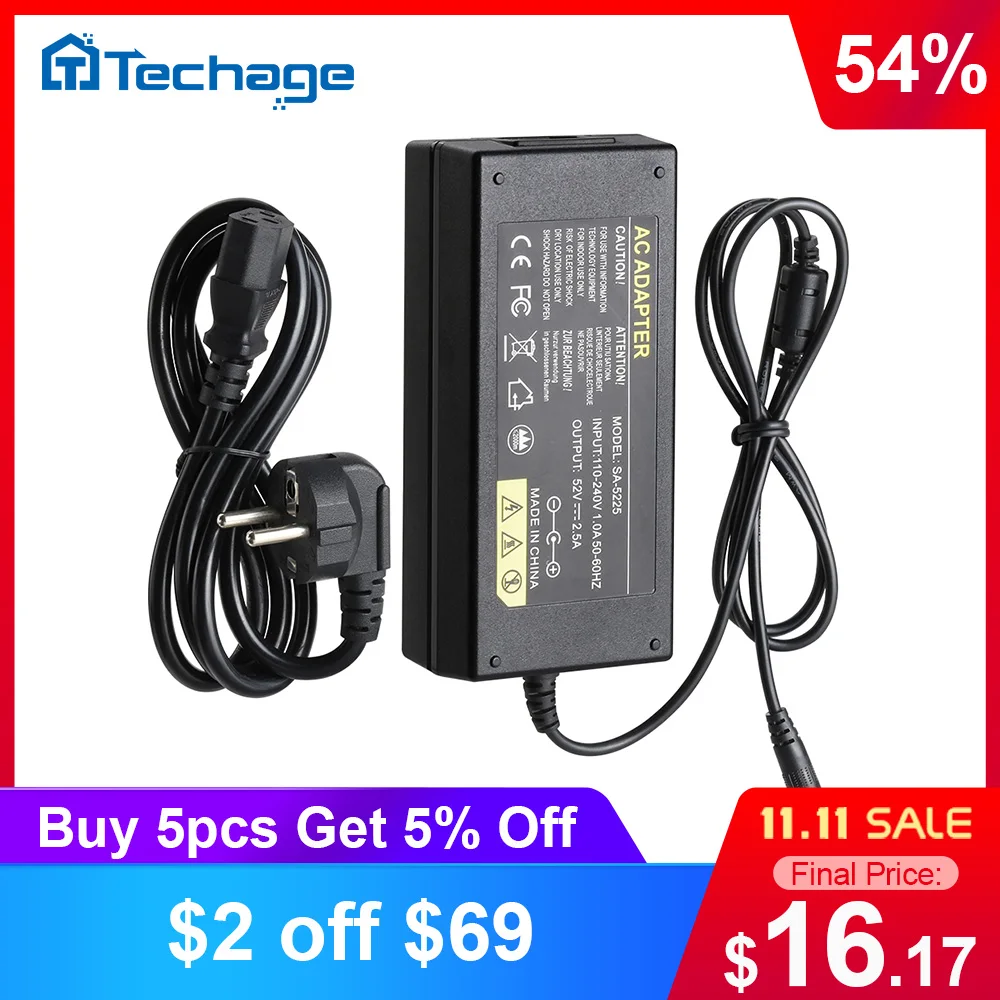 Techage 52V 2.5A DVR NVR адаптер питания AC 100-240V PoE видеорегистратор блок питания настенное зарядное устройство EU / US / AU / UK Plug для CCTV - изображение