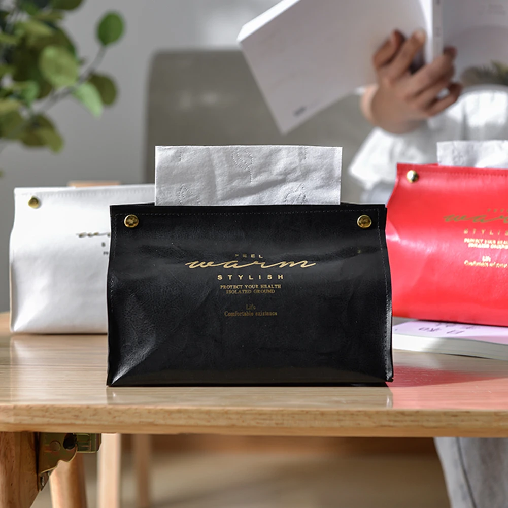 

Leather Tissue Box Container for Car Toilet Pumping box Home Living Room Bedroom Kitchen Desktop Towel Napkin Papers Bag Holder