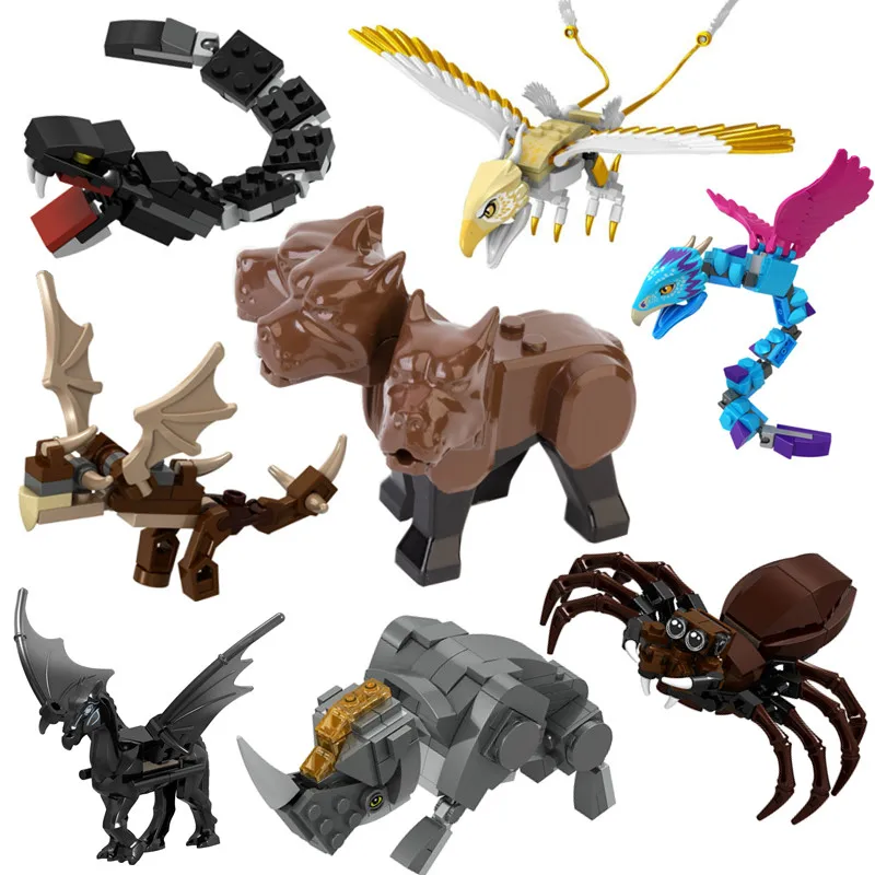 

Magic Animals Newt's Case of Magical Thunderbird Aragog Occamy Thestrals Basilisk Model Figure Blocks Diy Brick Toy For Children