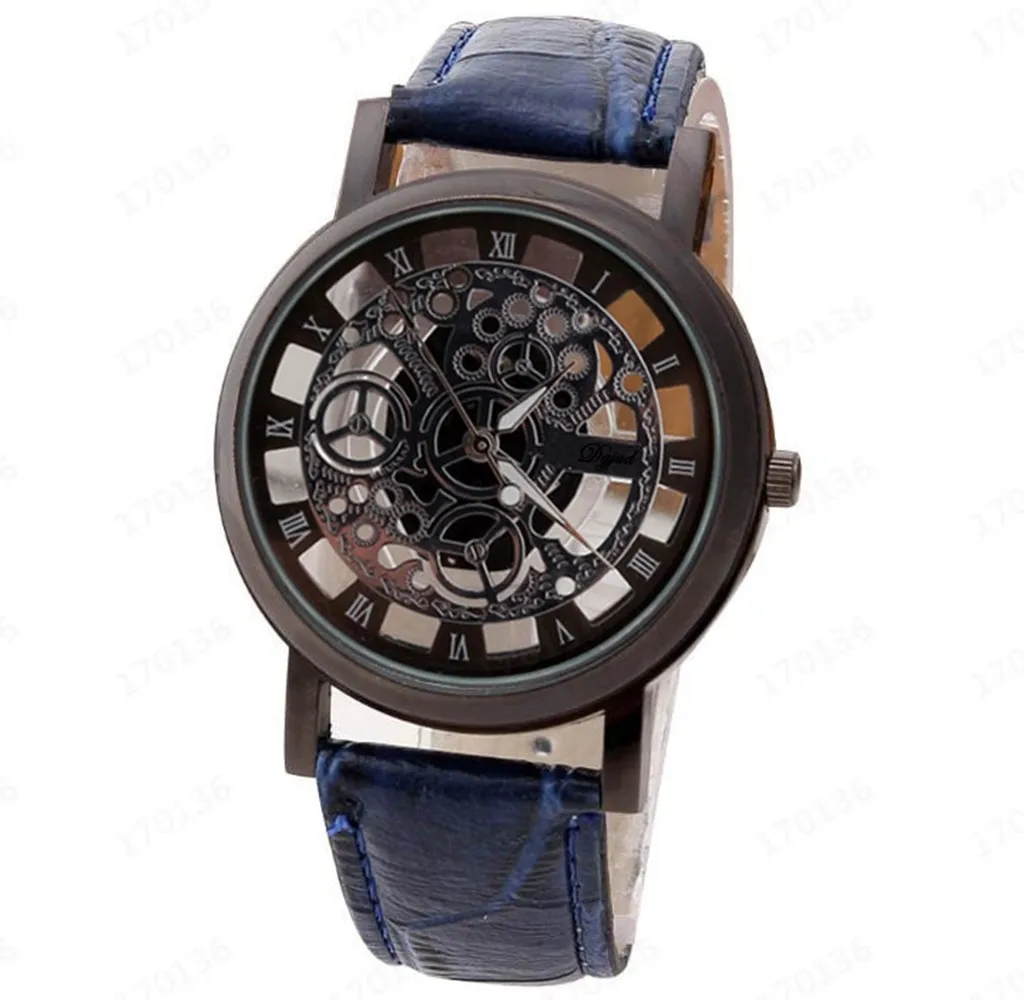 

Luxry Brand Hollow Engraving Wristwatch for Men Skeleton Watch Male Saat Women Quartz Watch Business Fashion Leather Band Clock