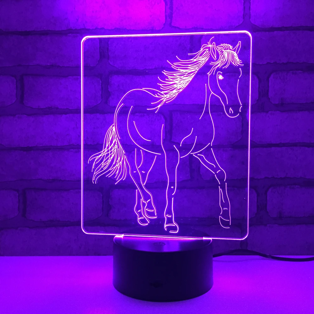 

Horse LED RGB Night Light 7 Color Change Desk Light Action Figure PVC Kids Toys Brinquedos Christmas Gift