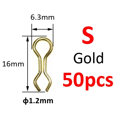 S size 50PCS Gold JIGEECARP 50 шт., размеры s, m, l, клеммные снасти для ловли карпа, кольца для ловли карпа, рыболовные снасти для ловли карпа, аксессуары для ловли карпа - Цвет: S size 50PCS Gold