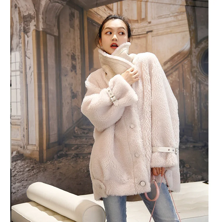 

100% real wool winter jacket women new arrival sheep fur clothes plus size outerwear turn-down collar thick warm coat