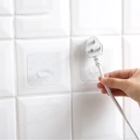 transparent hook punch free plug hook applicable socket plug pendant creative cartoon sticking hook home accessories 5pcs
