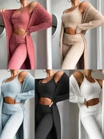 birthday outfits lounge wear women clothing 2021 autumn winter sexy v neck plush trousers three piece suit female matching sets