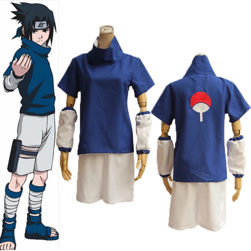 Костюм для косплея JP из аниме Наруто Учиха Саске полный комплект униформа синего