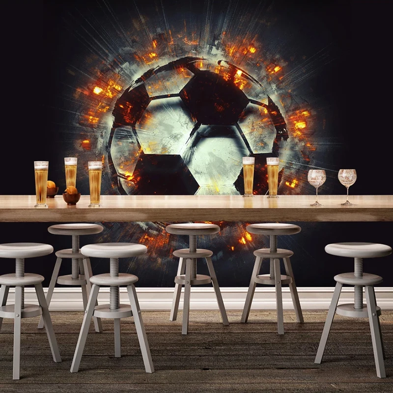 

Custom Mural 3D Stereoscopic Flame Football Photo Poster Wall Painting Restaurant KTV Bar Living Room Background Decor Wallpaper