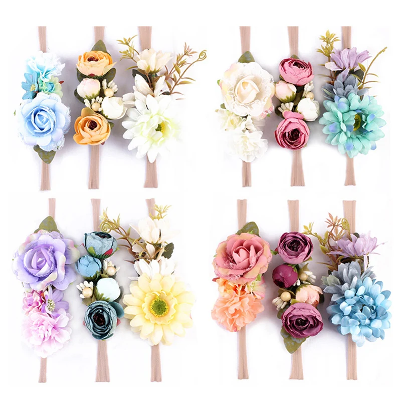 Повязка на голову детская с цветами для девочек 3 шт. | Детская одежда и обувь